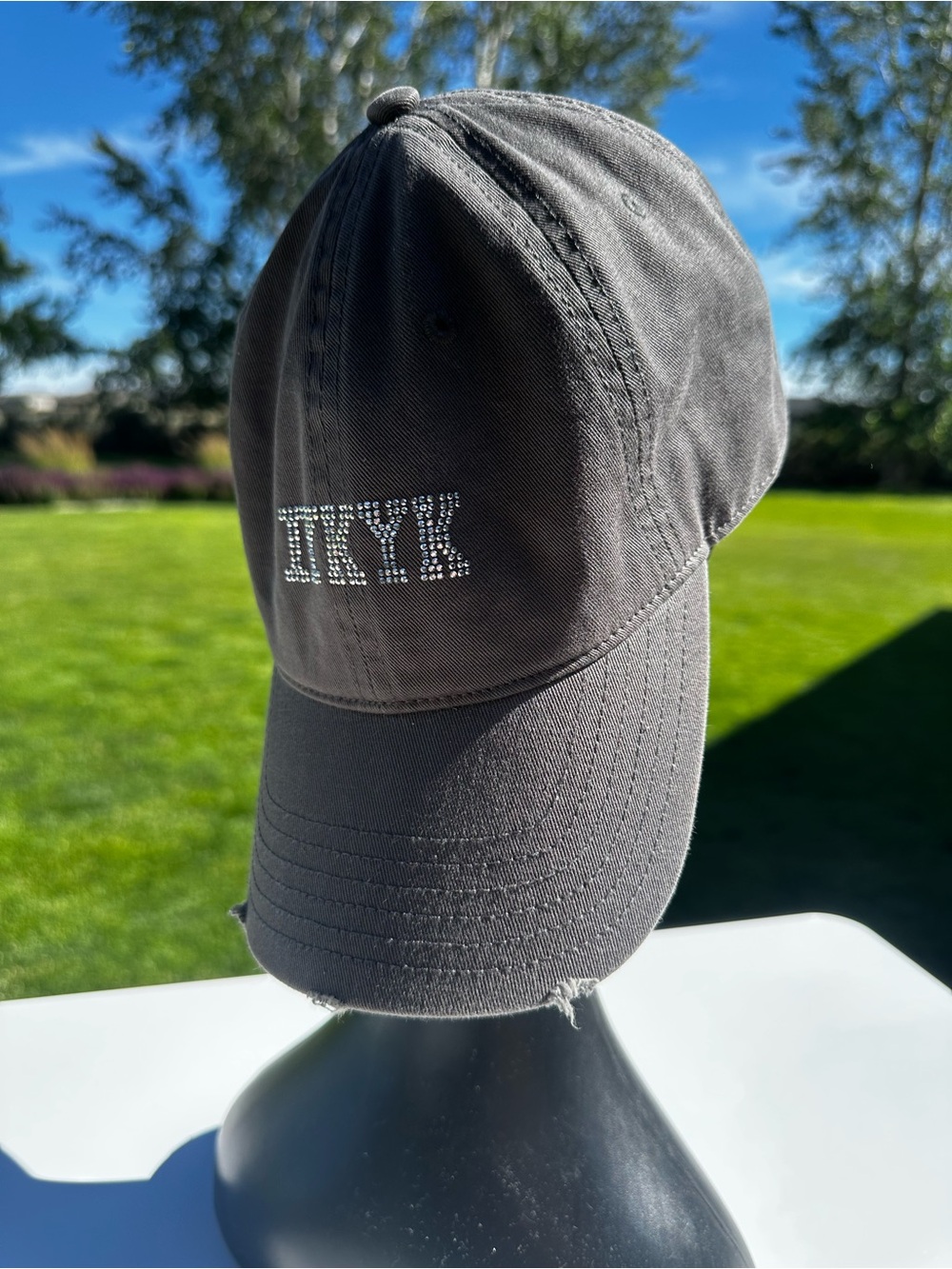 aerie Charcoal Gray Rhinestone Logo Baseball Cap
